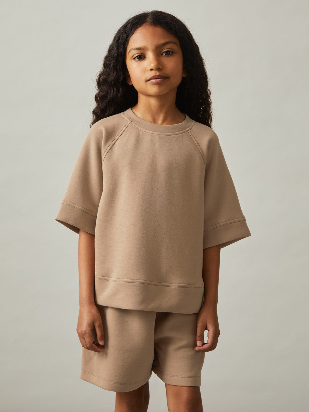 Reiss 13-14 yrs Modal-Blend Sweatshirt And Shorts Set in Mink