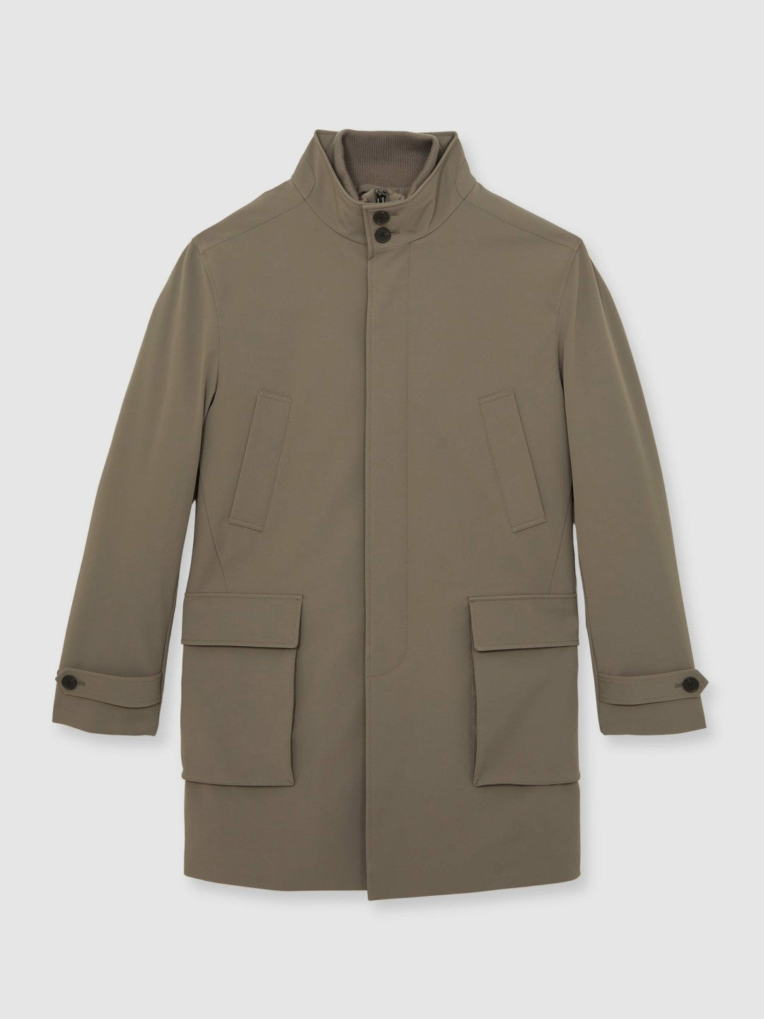 Reiss Hybrid Removable-Gilet Overcoat in Mushroom Brown