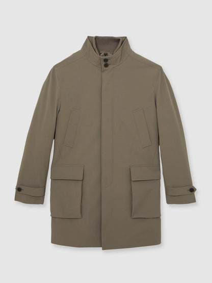 Reiss Hybrid Removable-Gilet Overcoat in Mushroom Brown