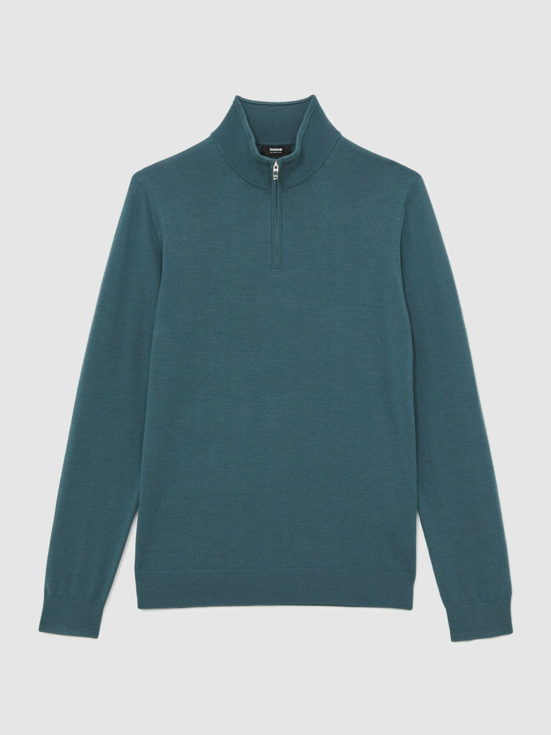 Reiss Merino Wool Half Zip Jumper in Orion Blue