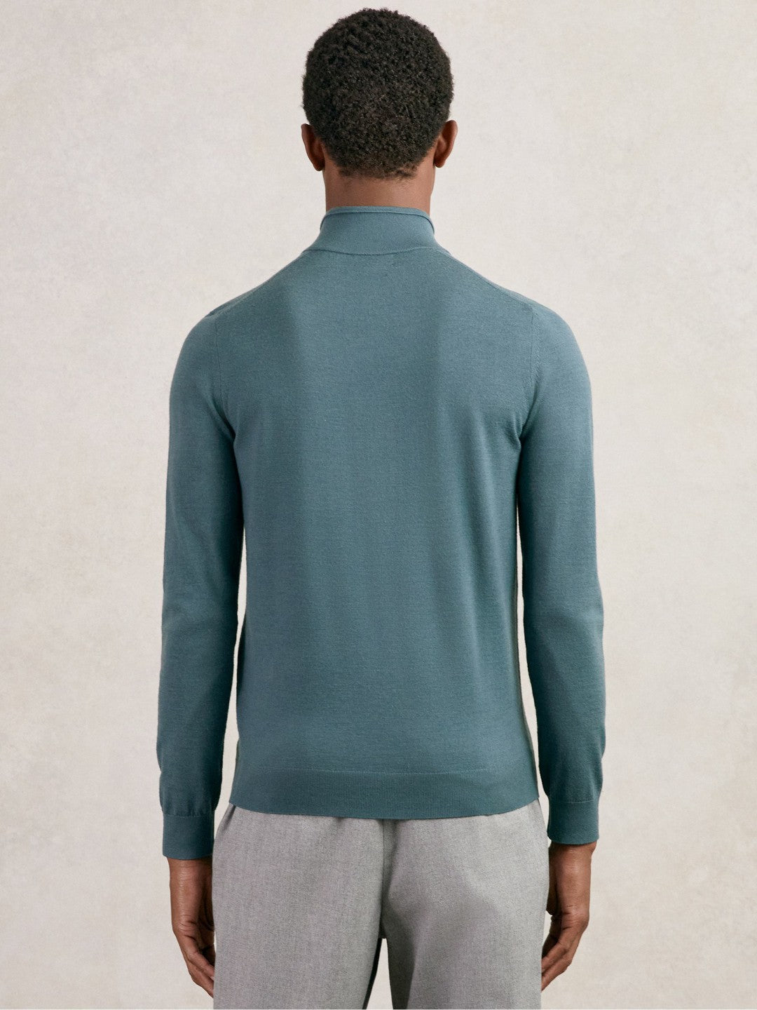 Reiss Merino Wool Half Zip Jumper in Orion Blue
