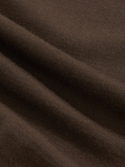 Reiss Merino Wool Half-Zip Jumper in Chocolate Brown