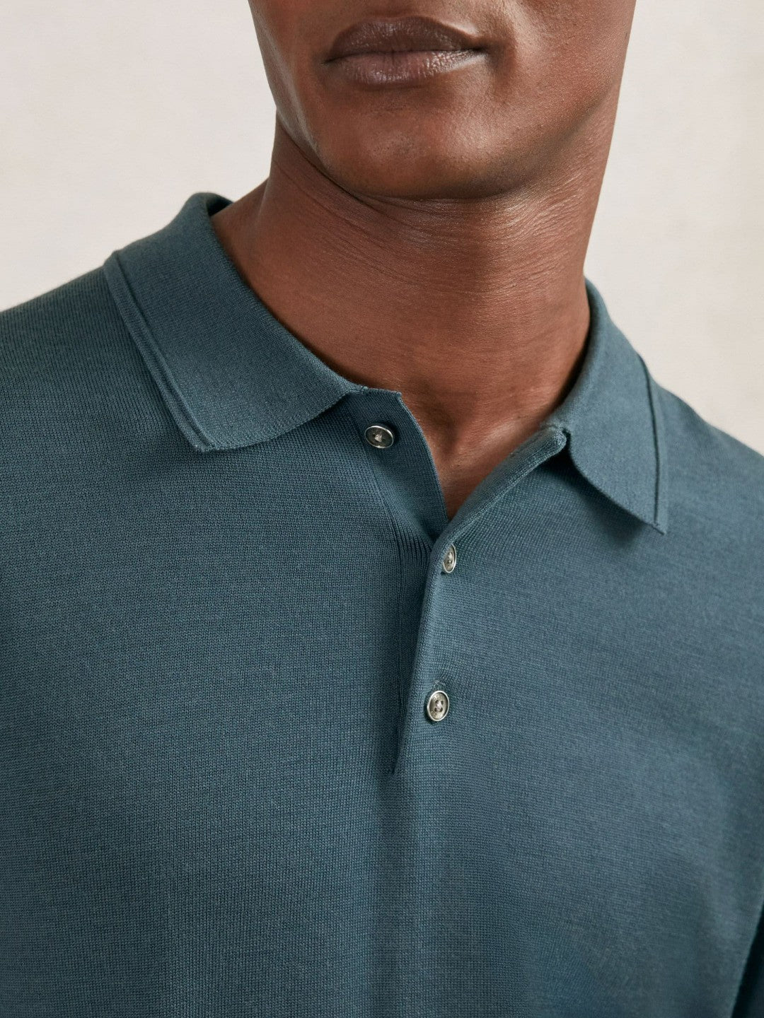 Reiss Merino Wool Long-Sleeve Polo Shirt in Orion Blue