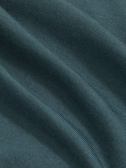 Reiss Merino Wool Long-Sleeve Polo Shirt in Orion Blue