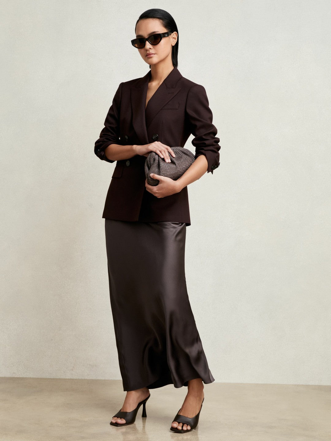 Reiss Silk Slip Maxi Skirt in Mauve
