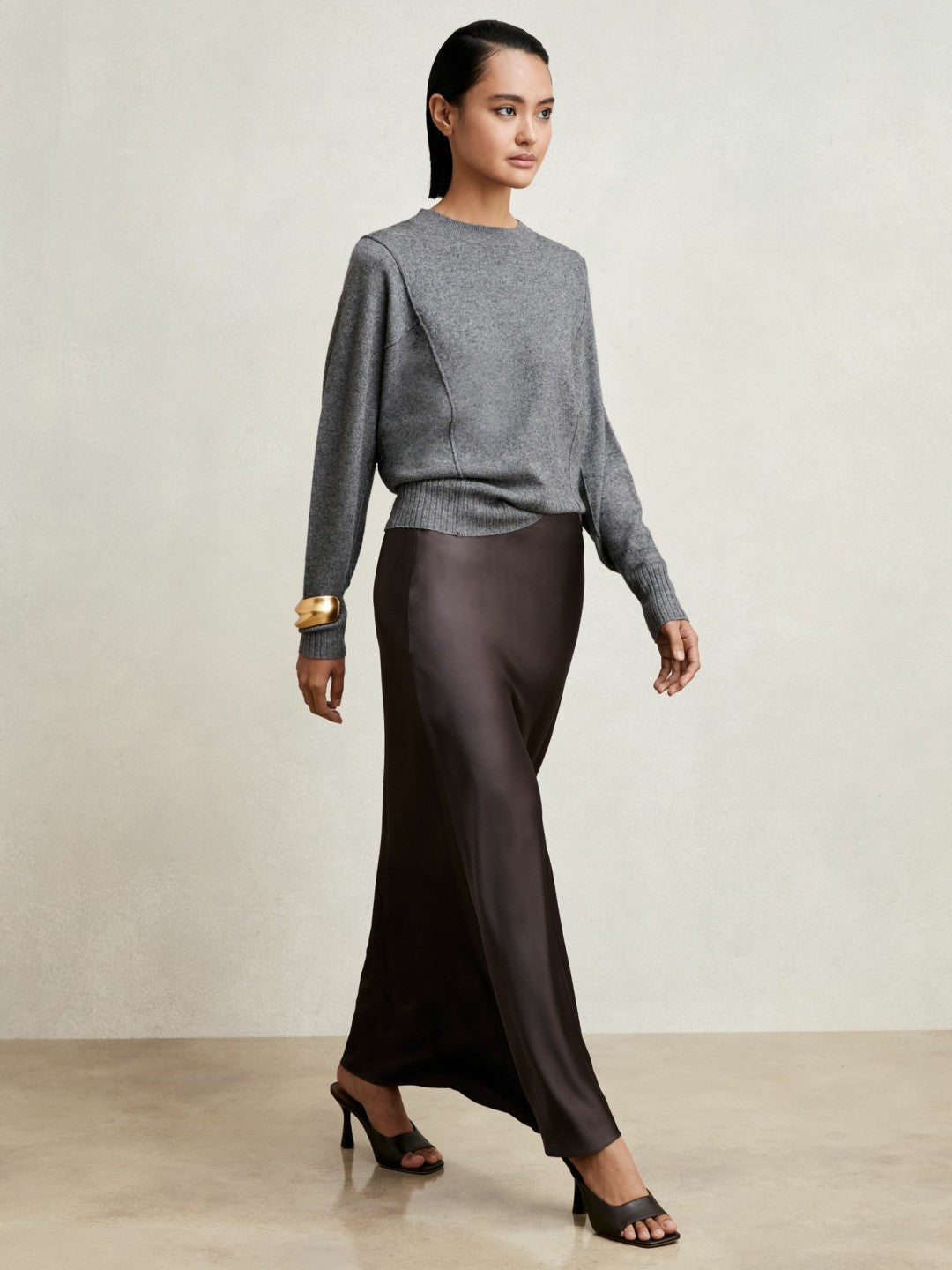 Reiss Silk Slip Maxi Skirt in Mauve