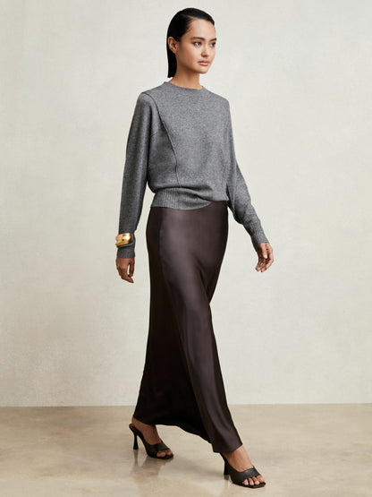 Reiss Silk Slip Maxi Skirt in Mauve