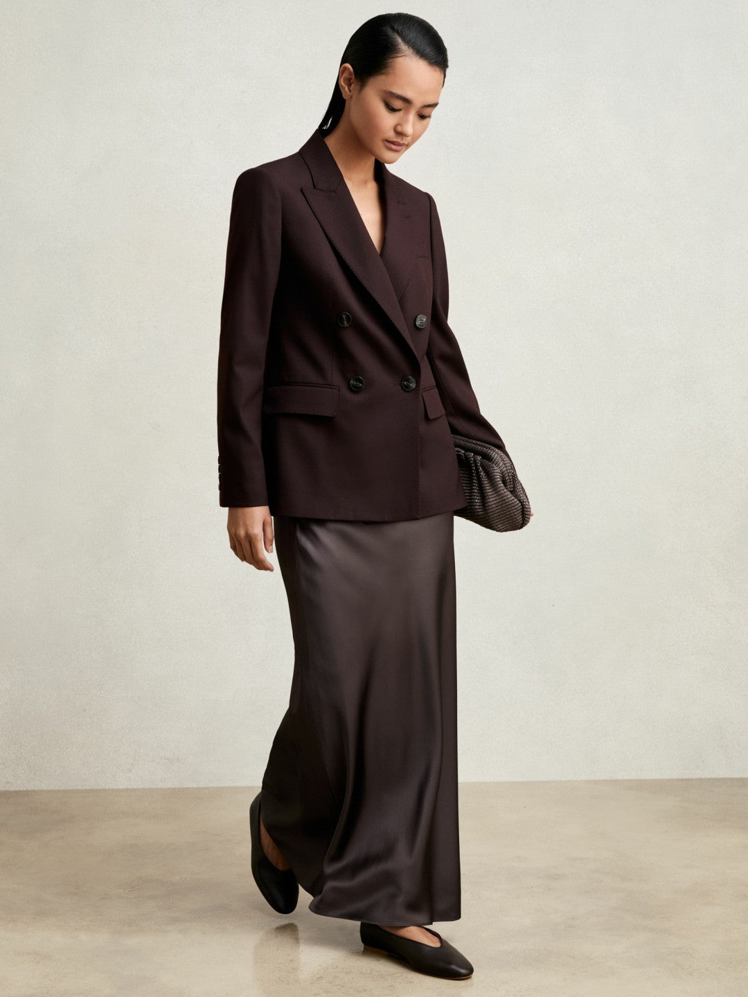 Reiss Silk Slip Maxi Skirt in Mauve