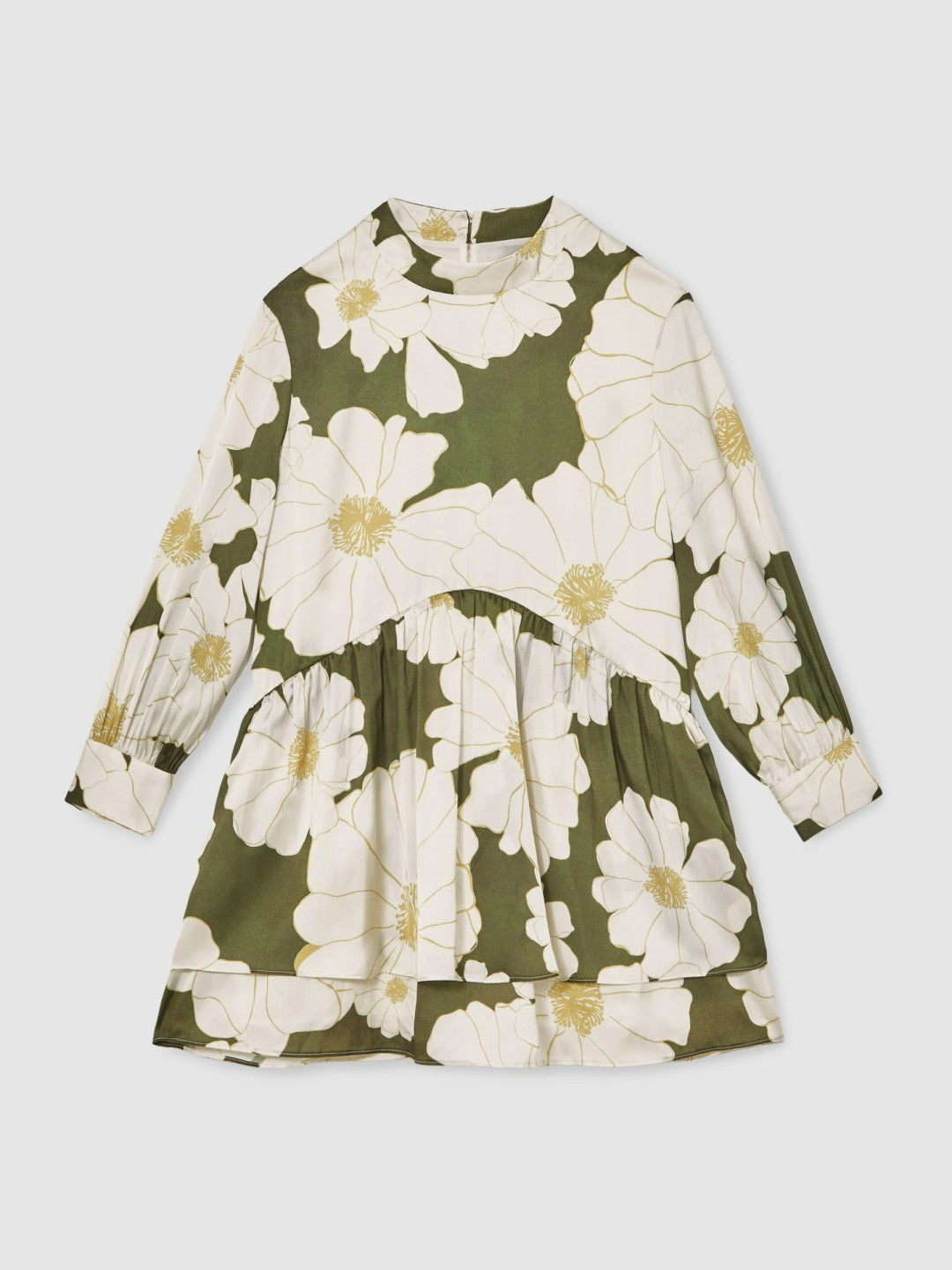 Reiss 9-13 yrs Floral-Print Swing Dress in Green