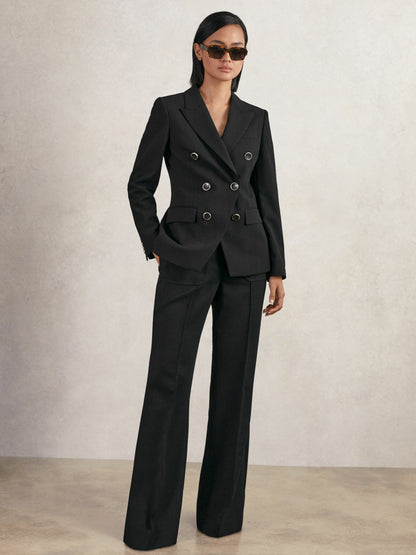 Reiss Wool-Blend Double-Breasted Blazer in Black