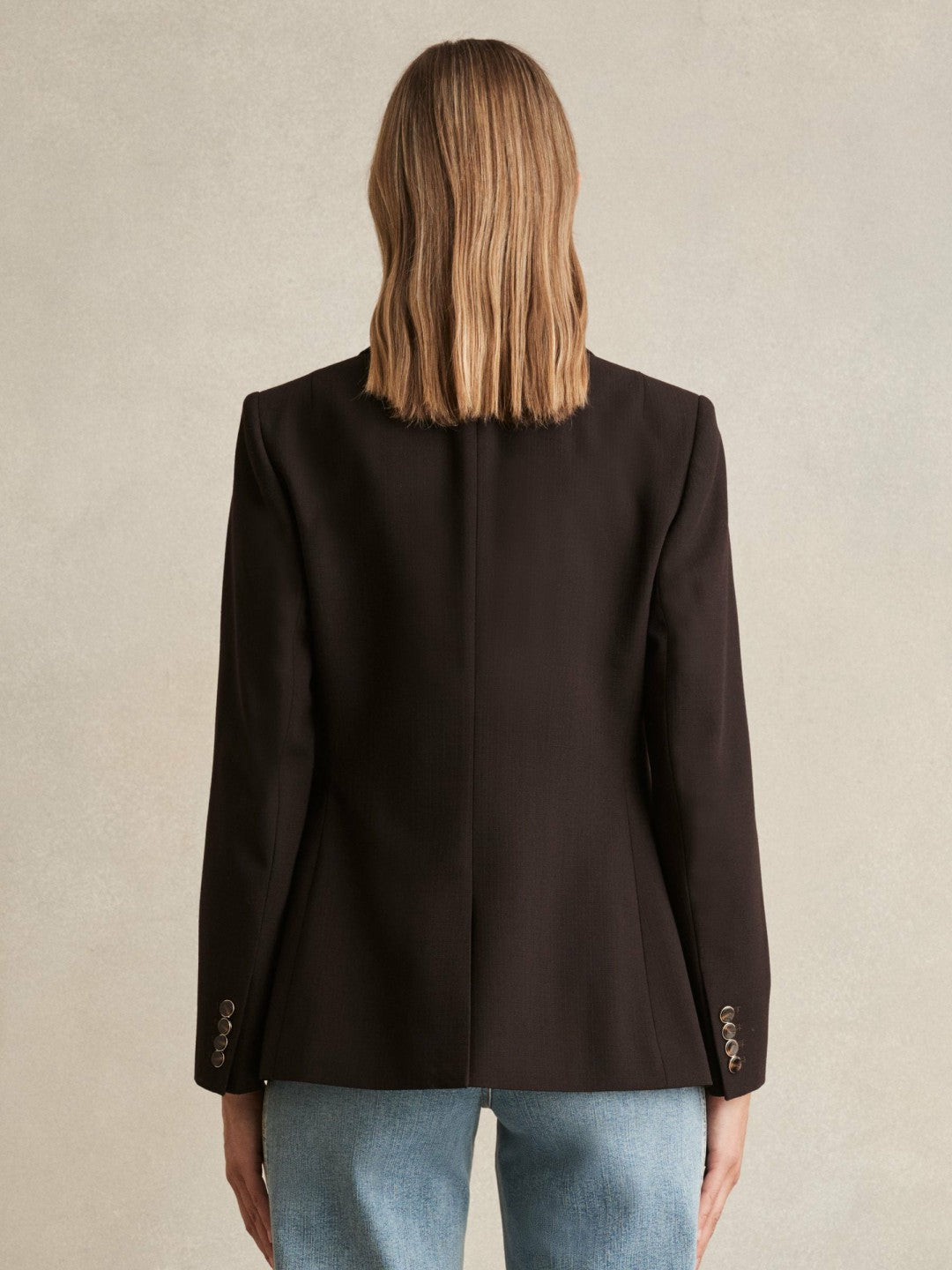 Reiss Wool-Blend Double-Breasted Blazer in Chocolate Brown