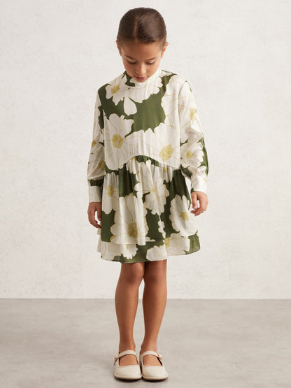 Reiss 3-9 yrs Floral-Print Swing Dress in Green