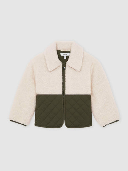 Reiss 13-14 yrs Quilted Borg Jacket in Ecru