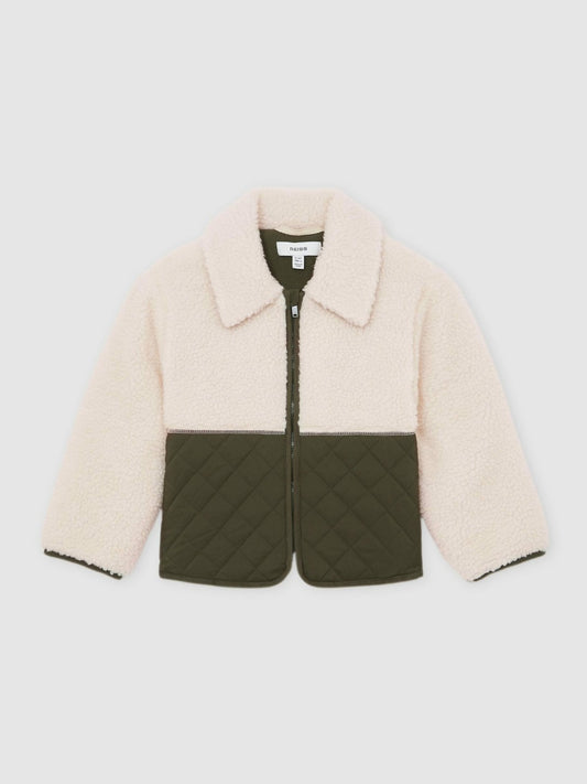 Reiss 13-14 yrs Quilted Borg Jacket in Ecru
