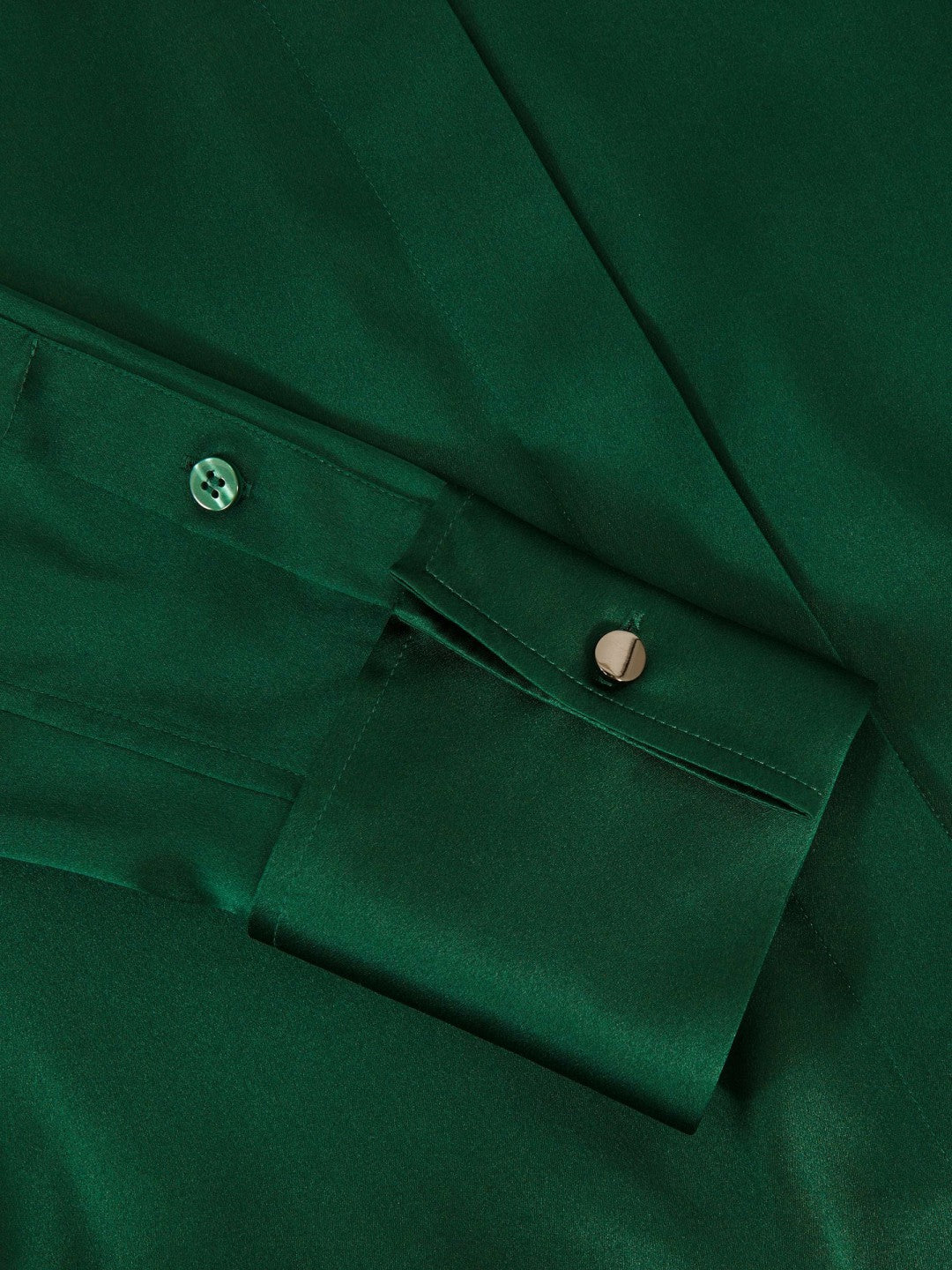 Reiss Silk-Satin Concealed-Placket Shirt in Green