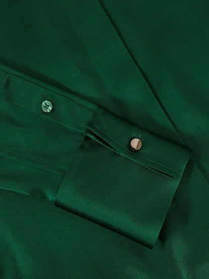 Reiss Silk-Satin Concealed-Placket Shirt in Green