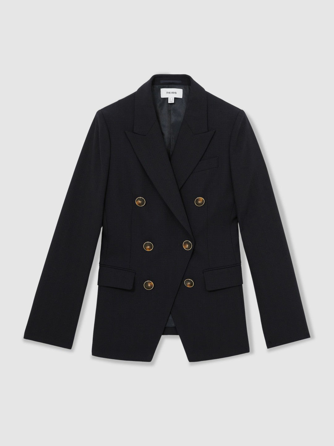 Reiss Petite Wool-Blend Double-Breasted Blazer in Navy