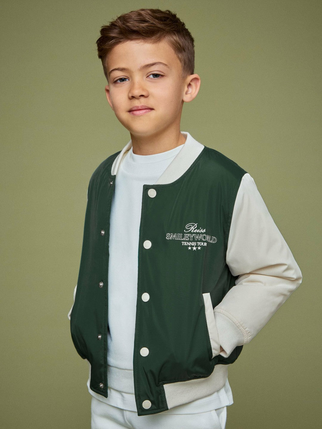 Reiss 3-9 yrs SmileyWorld Bomber Jacket in Dark Green