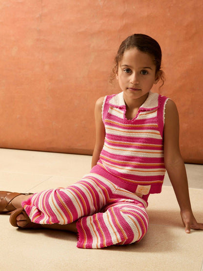 Reiss 13-14 yrs SmileyWorld Stripe Knit Trousers in Pink