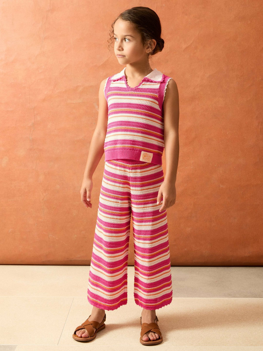 Reiss 4-9 yrs SmileyWorld Stripe Knit Trousers in Pink