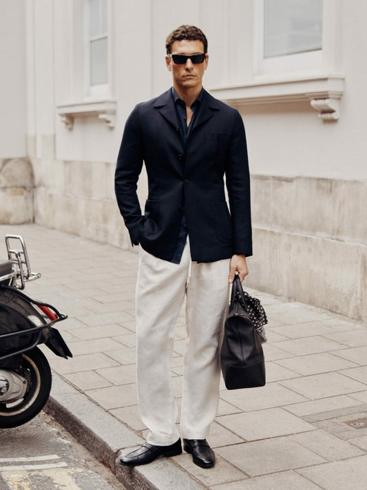 Reiss Wool-Blend Single-Breasted Blazer Slim-Fit in Navy