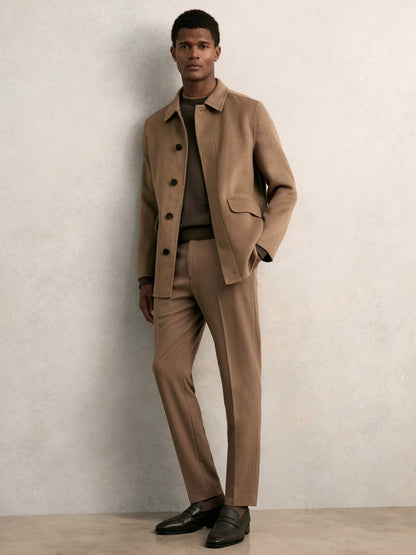 Reiss Wool Blend Double Face Button Jacket in Brown