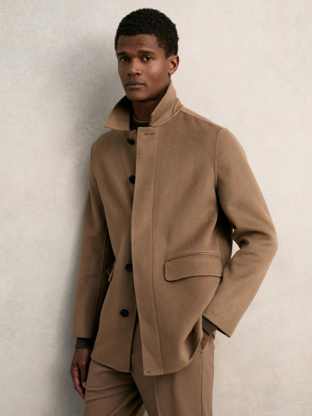 Reiss Wool Blend Double Face Button Jacket in Brown