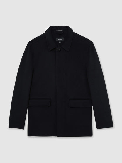 Reiss Wool Blend Double Face Button Jacket in Navy