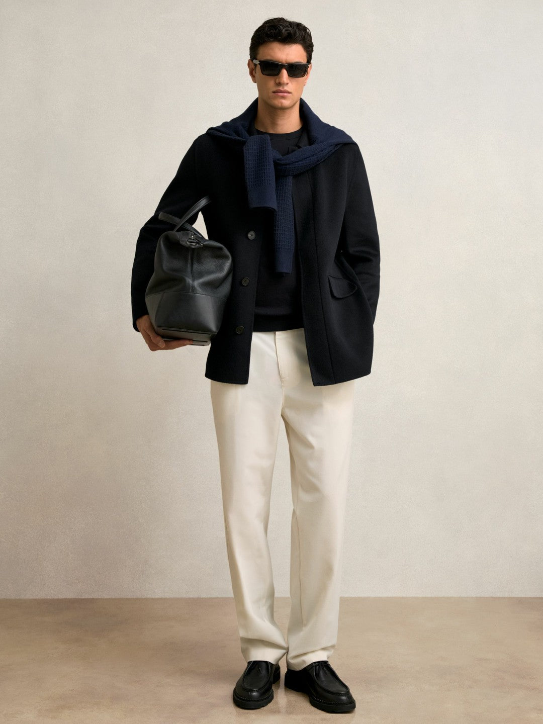 Reiss Wool Blend Double Face Button Jacket in Navy