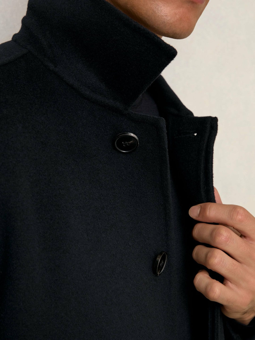 Reiss Wool Blend Double Face Button Jacket in Navy