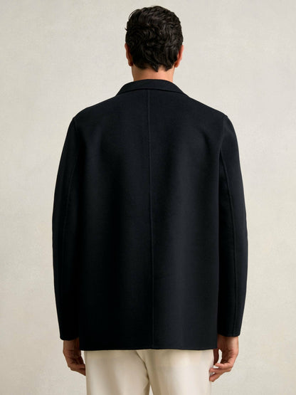 Reiss Wool Blend Double Face Button Jacket in Navy