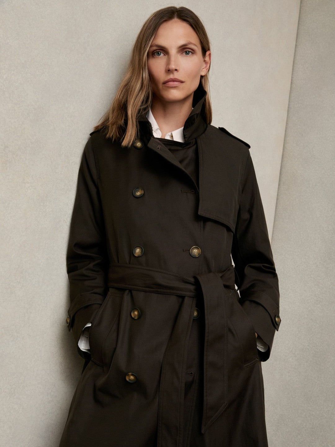 Reiss Petite Hooded Insert Trench Coat in Chocolate Brown