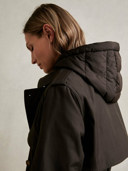 Reiss Petite Hooded Insert Trench Coat in Chocolate Brown