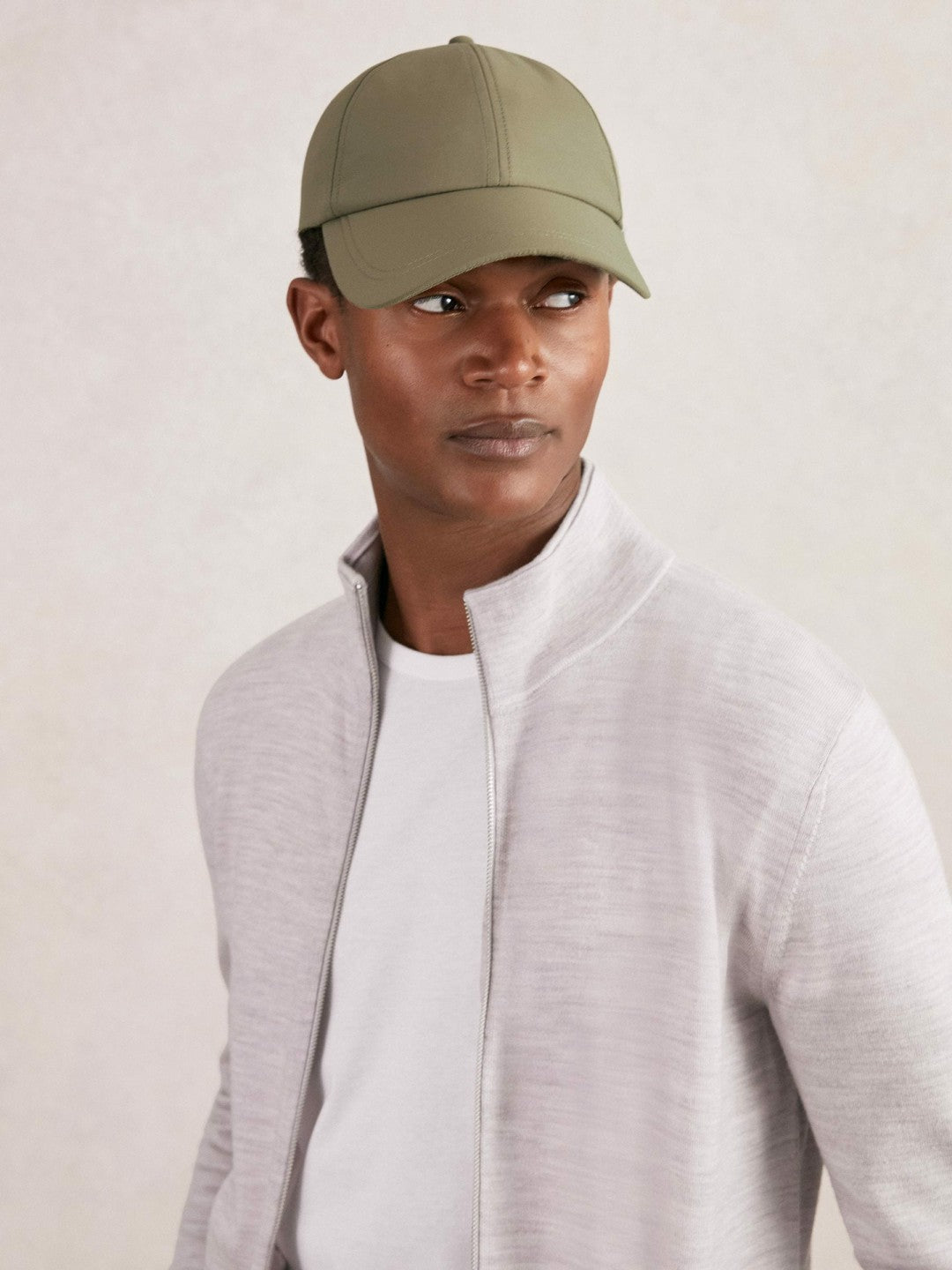 Reiss Embroidered-Logo Tech Baseball Cap in Sage Green