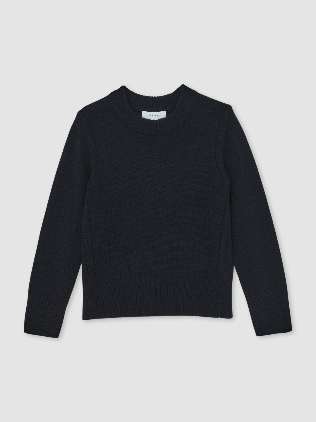 Reiss 13-14 yrs Wool-Blend Open-Stitch Jumper with Cashmere in Navy