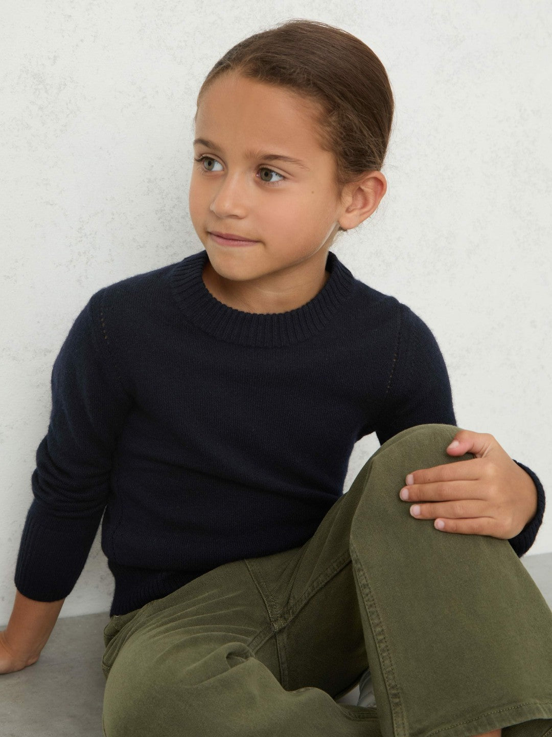 Reiss 13-14 yrs Wool-Blend Open-Stitch Jumper with Cashmere in Navy