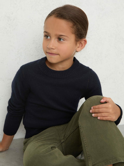 Reiss 13-14 yrs Wool-Blend Open-Stitch Jumper with Cashmere in Navy
