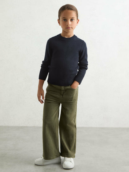 Reiss 13-14 yrs Wool-Blend Open-Stitch Jumper with Cashmere in Navy
