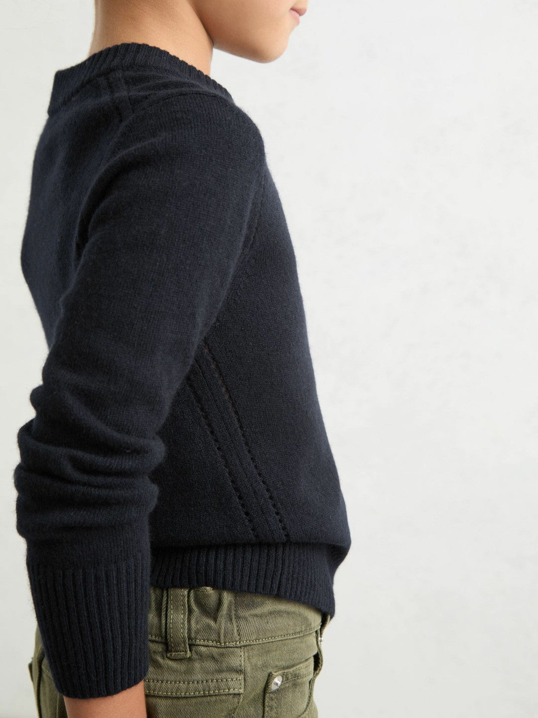Reiss 13-14 yrs Wool-Blend Open-Stitch Jumper with Cashmere in Navy