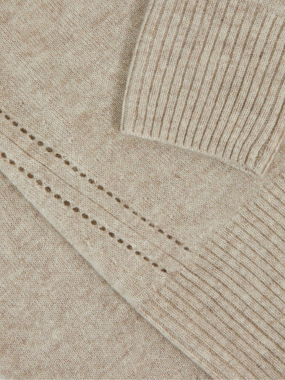 Reiss 13-14 yrs Wool-Blend Open-Stitch Jumper with Cashmere in Oatmeal