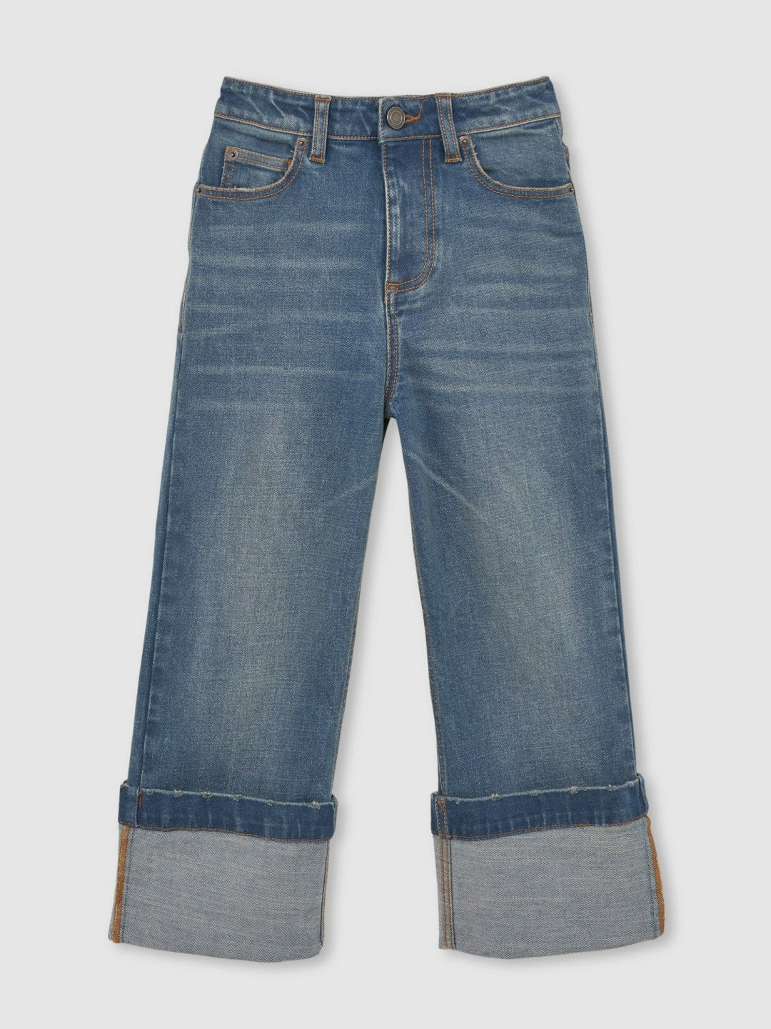 Reiss 9-13 yrs Straight-Leg Turn-Up Jeans in Blue
