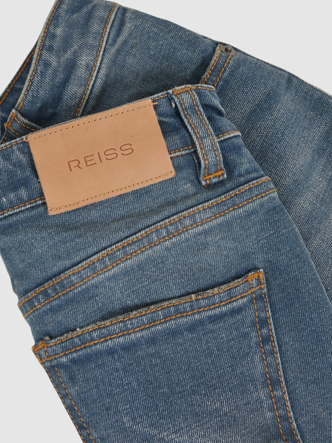 Reiss 9-13 yrs Straight-Leg Turn-Up Jeans in Blue