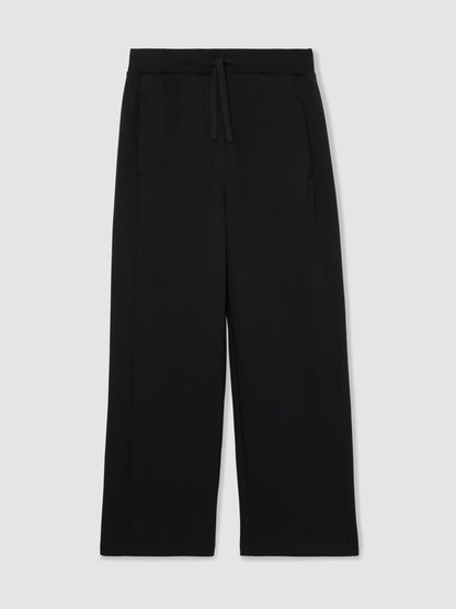 Reiss Petite Wide-Leg Interlock Drawstring Joggers in Black