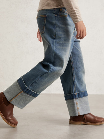 Reiss 3-9 yrs Straight-Leg Turn-Up Jeans in Blue
