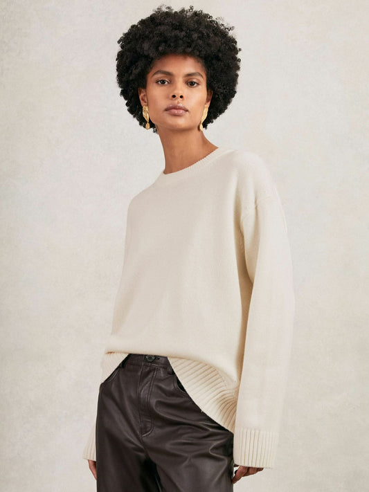 Reiss Wool-Cashmere Crew-Neck Jumper in Cream