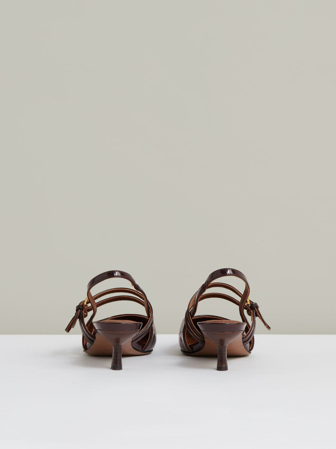Reiss Leather Slingback Buckle Court Shoes in Oxblood