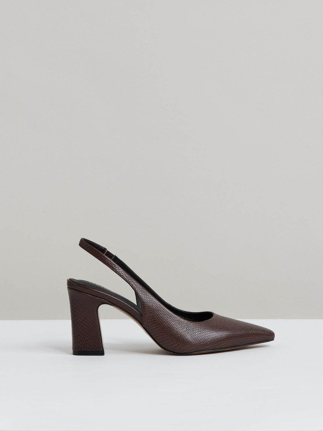 Reiss Leather Slingback Court Shoes in Chocolate