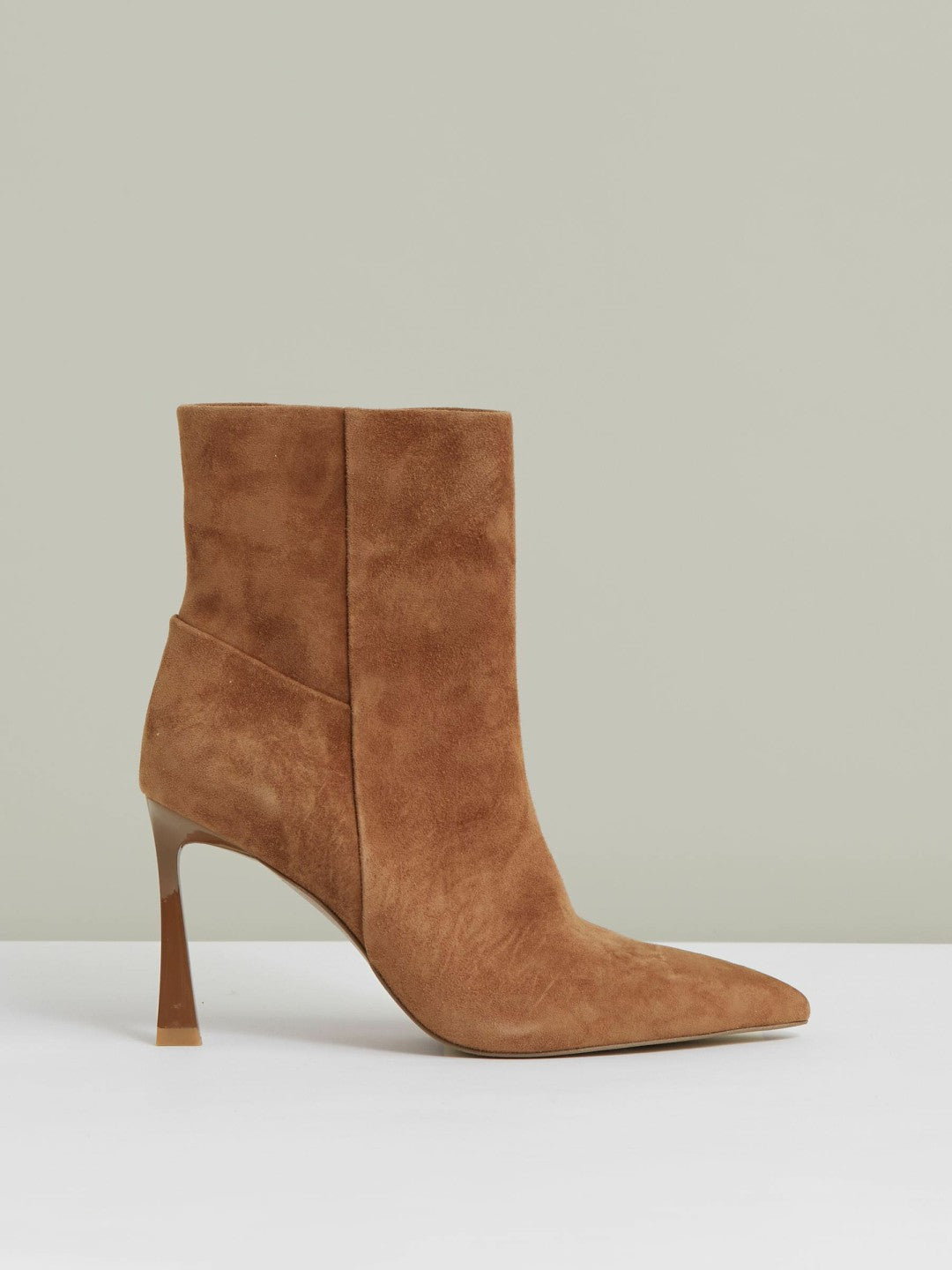 Reiss Suede High Heeled Ankle Boots in Tan