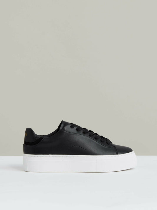 Reiss Leather Low-Top Trainers in Black