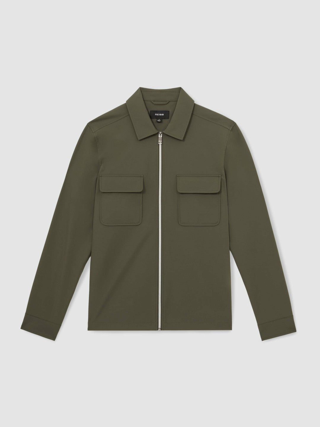 Reiss Technical Zip-Through Overshirt in Green
